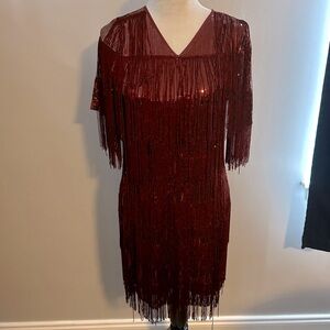 Flapper Dress. Maroon size 6